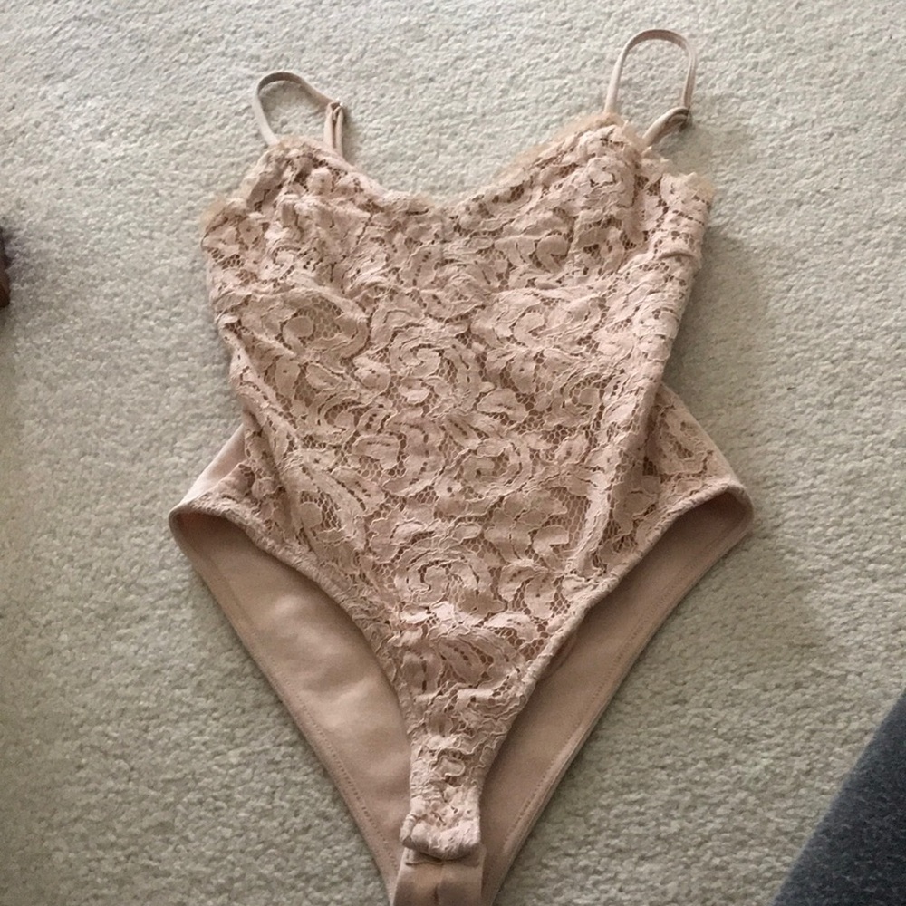 Cream Forever 21 Lace Bodysuit, Size S